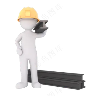 3D建筑工地白色小人ppt用