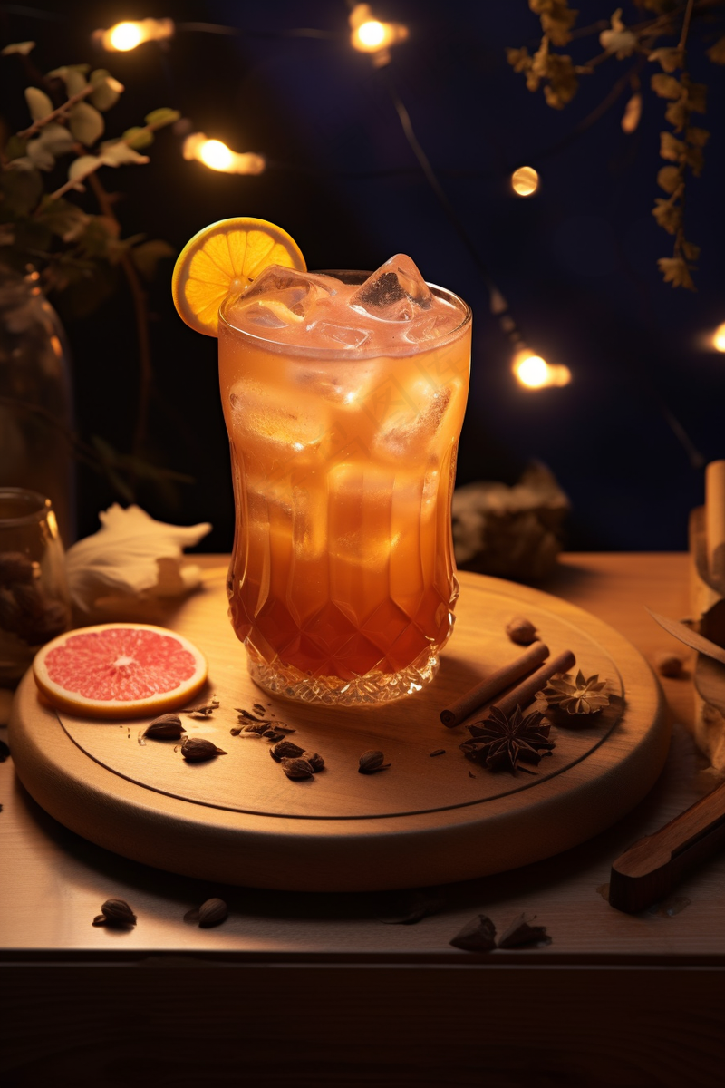 鸡尾酒调制气泡果酒冰块饮料摄影图