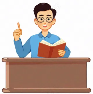 教书先生讲台老师教授卡通插画免抠