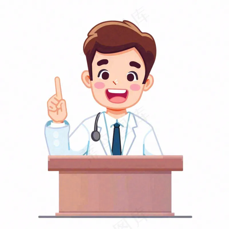 医生讲座讲话医疗人物卡通插画免抠(1024x1024)