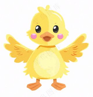 小黄鸭鸭子展翅动物牲畜卡通插画免抠