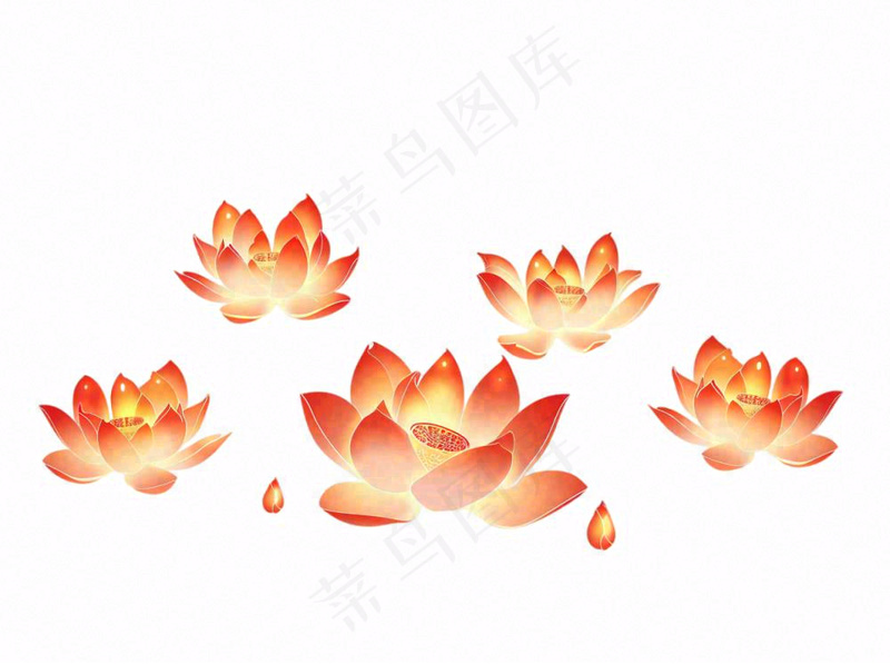 莲花灯睡莲祈福中元节寒衣节插画免抠(1264x944)