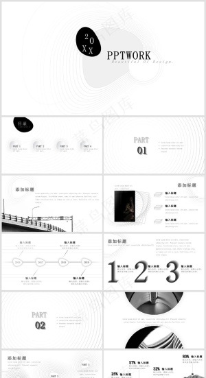 灰白色简约商务风工作总结PPT模板预览图