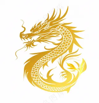 金龙龙形线性插画免抠