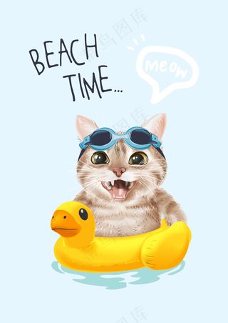 小猫咪玩水 小鸭子水泡