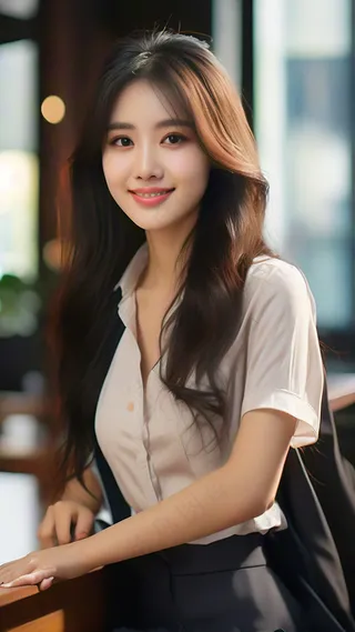 知性女孩，有气质，长发，身材好，微笑，职场，职业装1