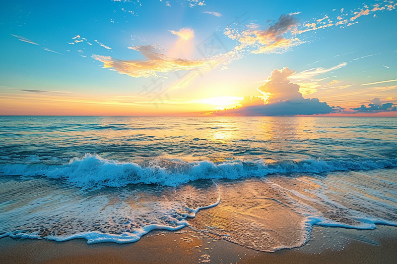 夏日落日海报沙滩晚霞摄影图(4032x2688)