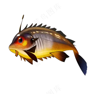 黄色卡通手绘鱼免抠素材57