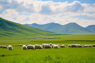 新疆春天草原风光大自然风景摄影图