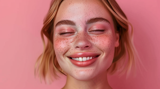 欧美少女微笑自信金发人像摄影图