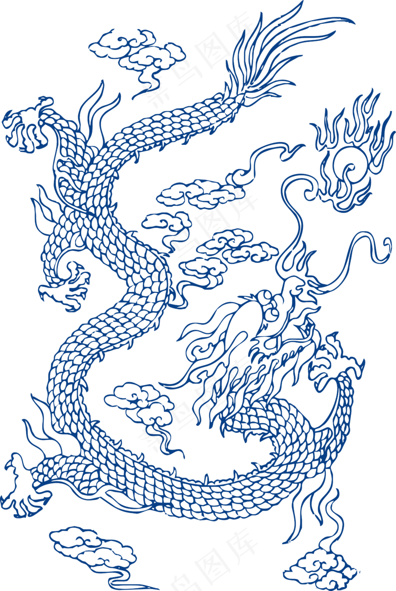古代青花瓷图案花纹中国风图案祥云纹理传统图腾PNG免扣素材