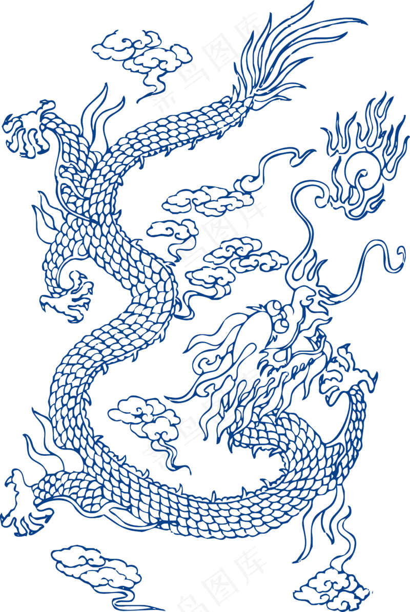 古代青花瓷图案花纹中国风图案祥云纹理传统图腾PNG免扣素材