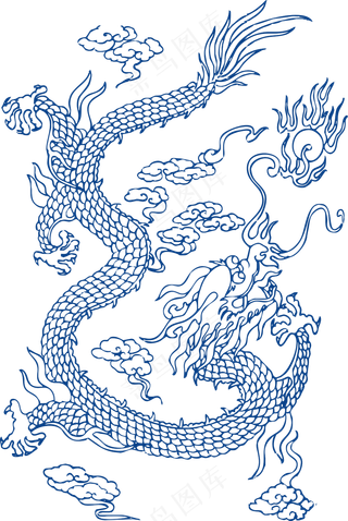 古代青花瓷图案花纹中国风图案祥云纹理传统图腾PNG免扣素材