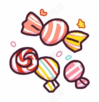 糖果甜彩色卡通插画免抠
