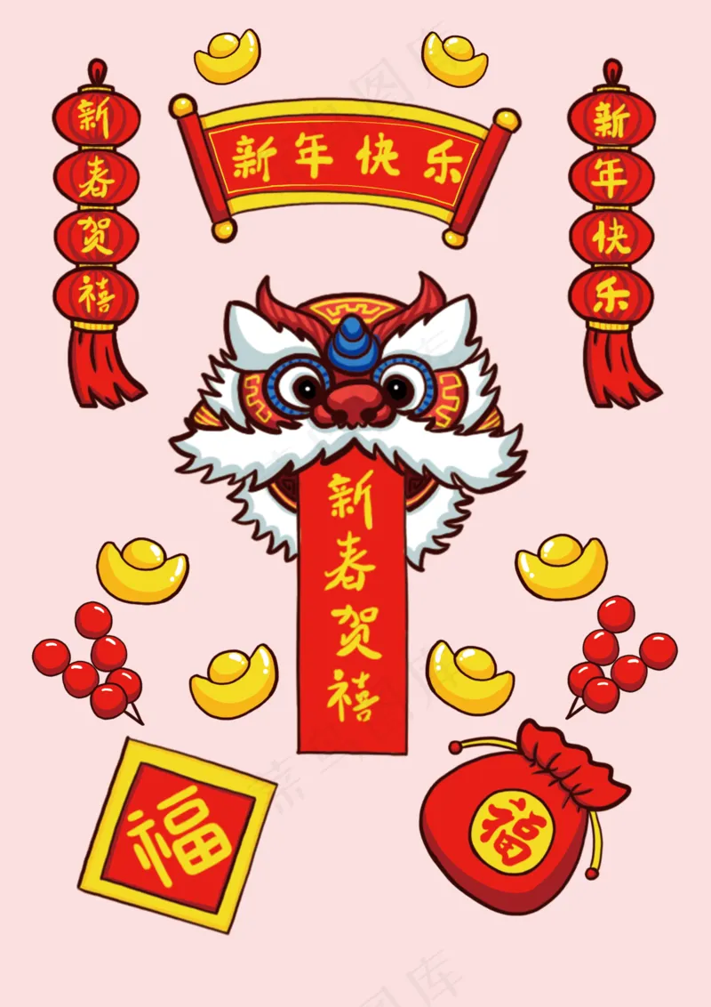 龙年国潮贴纸44psd 源文件 设计 免扣素材psd模版下载