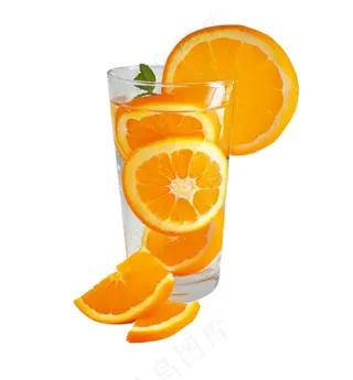 橙汁冰镇饮料水果茶免抠