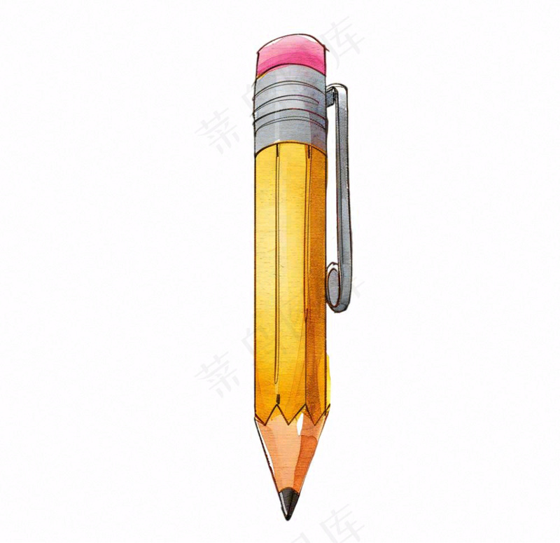 铅笔黄色学习工具卡通插画免抠