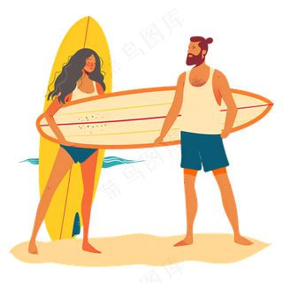 免扣滑板冲浪的卡通人物