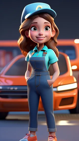 3D卡通人物售货员女性等距视图C4D1