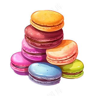 免抠多个彩色马卡龙