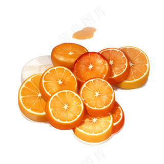 橙色 手绘 橙子 免抠 素材1