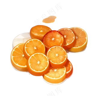 橙色 手绘 橙子 免抠 素材1