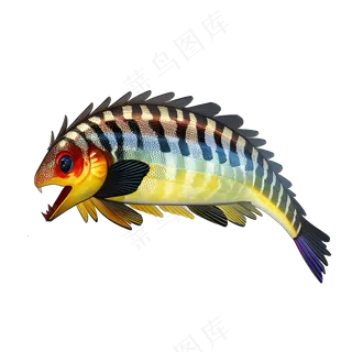 黄色卡通手绘鱼免抠素材23