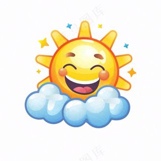 太阳云朵晴天天气卡通插画免抠