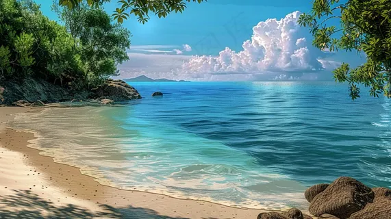 海边沙滩礁石大自然风光摄影图