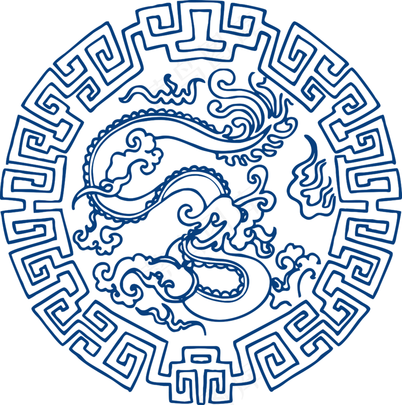 古代青花瓷图案花纹中国风图案祥云纹理传统图腾PNG免扣素材