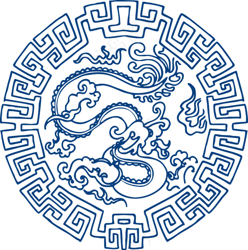 古代青花瓷图案花纹中国风图案祥云纹理传统图腾PNG免扣素材