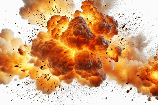 爆炸火云烟雾白色背景火花图片