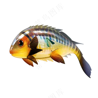 黄色卡通手绘鱼免抠素材46