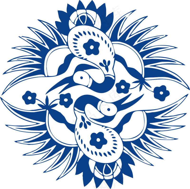 古代青花瓷图案花纹中国风图案祥云纹理传统图腾PNG免扣素材