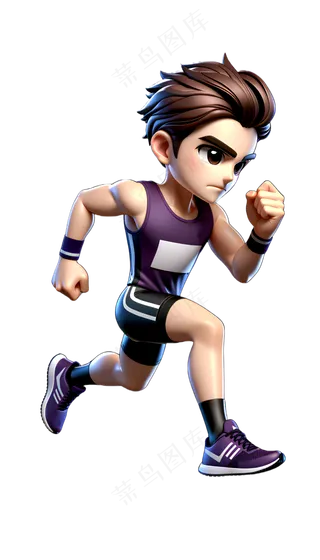 男子长跑运动员 3D卡通
