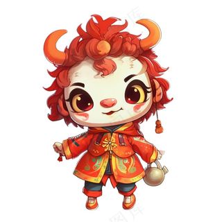 新春新年吉祥物生肖龙年卡通人物插画免抠