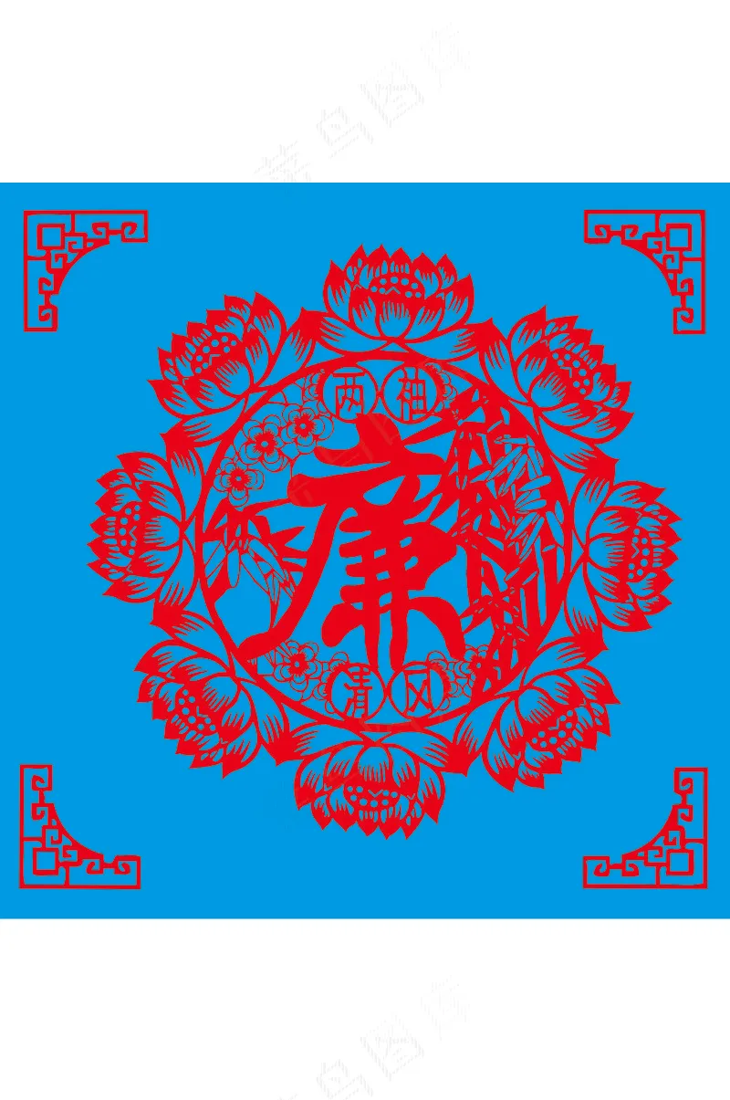 两袖清风廉洁剪纸ai矢量模版下载