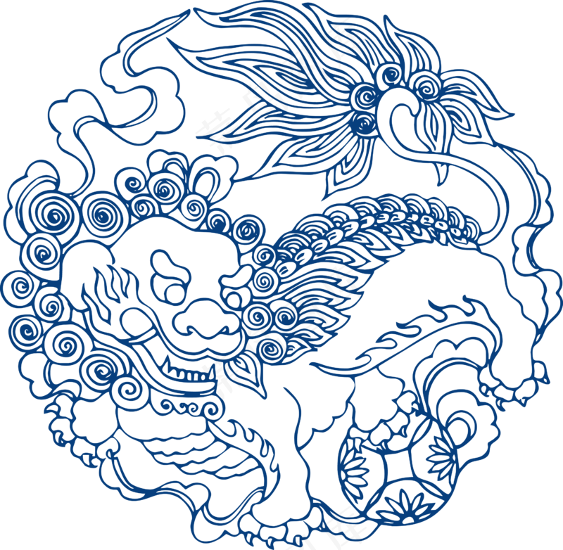 古代青花瓷图案花纹中国风图案祥云纹理传统图腾矢量AI设计素材