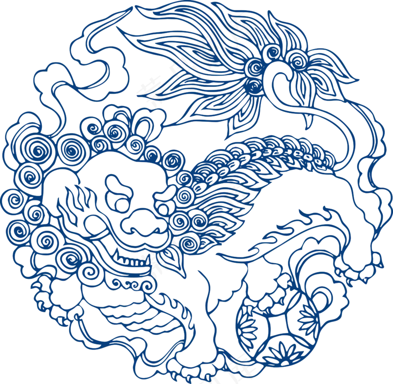 古代青花瓷图案花纹中国风图案祥云纹理传统图腾矢量AI设计素材