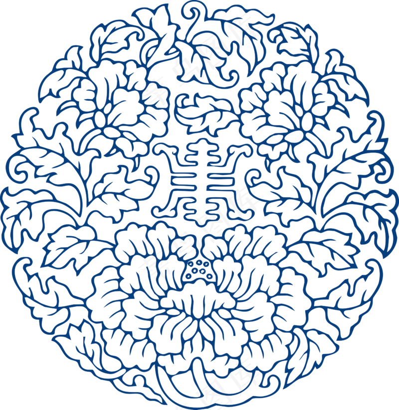 古代青花瓷图案花纹中国风图案祥云纹理传统图腾PNG免扣素材