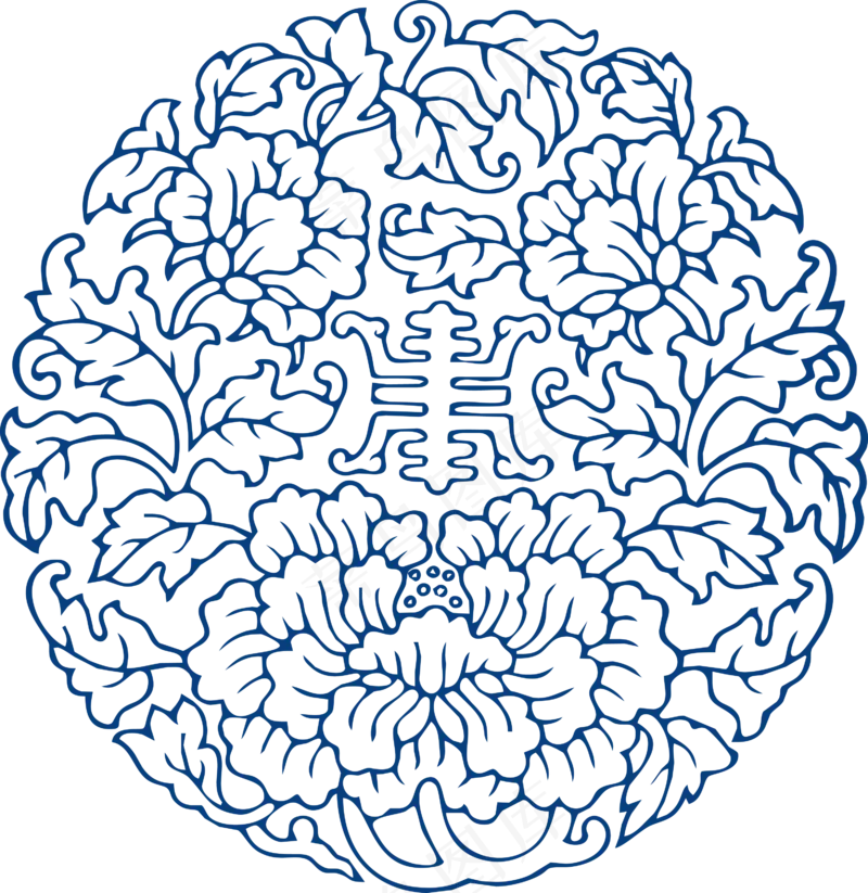 古代青花瓷图案花纹中国风图案祥云纹理传统图腾PNG免扣素材