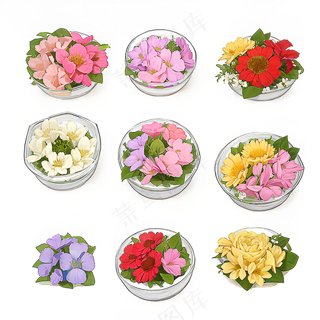 红色黄色粉色玫瑰花免抠素材90