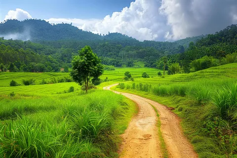 乡间山谷森林的小路摄影图 乡间山谷森林的小路摄影图