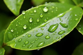 春天谷雨雨水绿叶摄影图