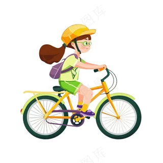 骑自行车的学生运动彩色卡通插画免抠