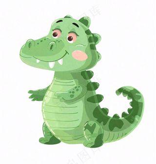 绿色鳄鱼可爱动物卡通插画免抠