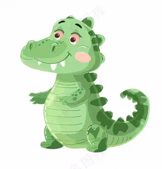绿色鳄鱼可爱动物卡通插画免抠