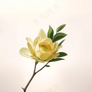 白色黄色手绘新中式风格花植物92 白色黄色手绘新中式风格花植物92