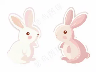 小白兔动物卡通插画免抠