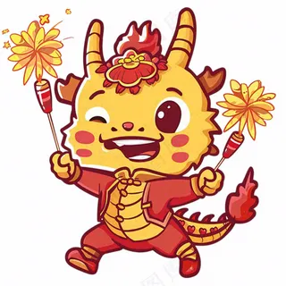 新年吉祥物龙年十二生肖动物卡通插画免抠